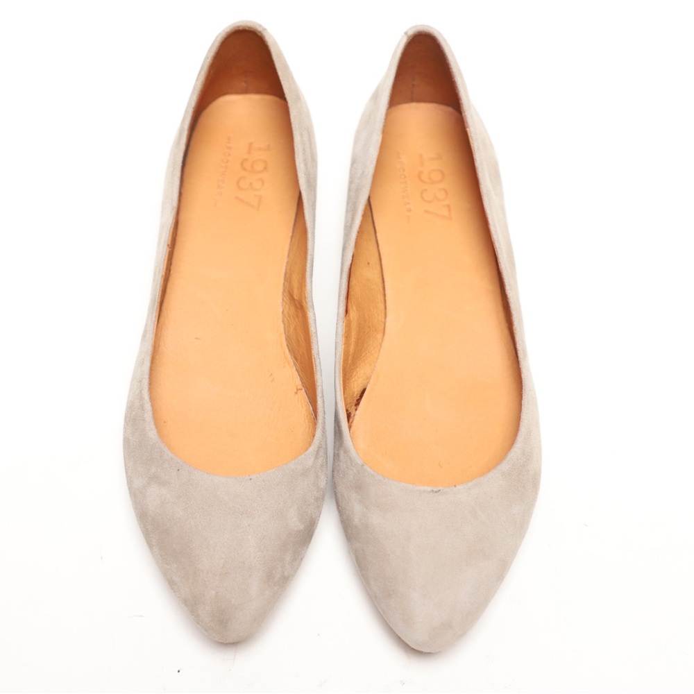 Madewell Beige Tan Sidewalk Skimmer Suede Flats Slip On Shoes. - Picture 3 of 9